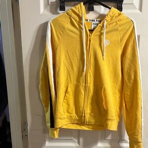 PINK Victoria's Secret Yellow Hoodie with White Accents